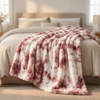 Tie Dye Pink Plush Textured Throw Blanket lifestyle photo