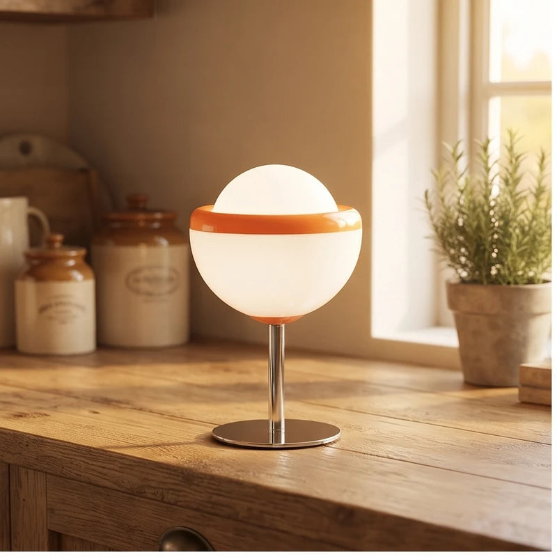 White lamp styled in a warm home setting