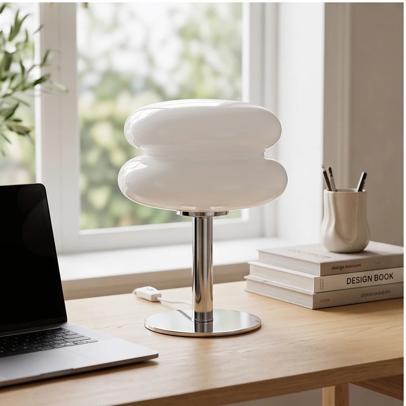 Beige lamp styled in a warm home setting - 3