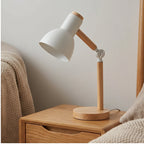 White Creative Nordic Table Lamp Wooden Art LED Turn Head Simple Bedside Desk Light/Eye Protection Reading&Bedroom Study Lamp lifestyle photo - 2