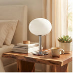Ivory lamp styled in a warm home setting