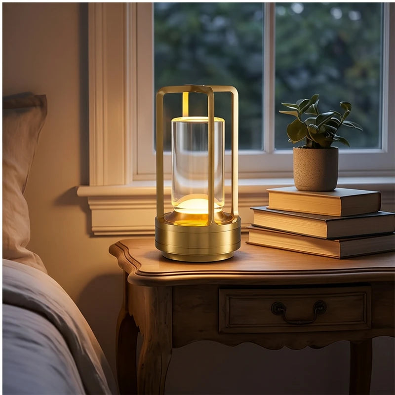 Gold Rechargeable Wireless Table Lamp LED Touch Sensor Desktop Night Light Reading Lamp for Restaurant Hotel Bar Bedroom Decor Light lifestyle photo - 4