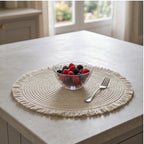05 1pc Hot Selling Fringe Eco-friendly Household Non-Slip Heat-Resistant Morden Style Table Placemat Washable Mat For Dining Table lifestyle photo - 3