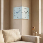 Blue Double-Sided Corner Wall Clock lifestyle photo