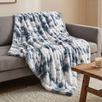 Tie Dye Gray Plush Textured Throw Blanket lifestyle photo - 2