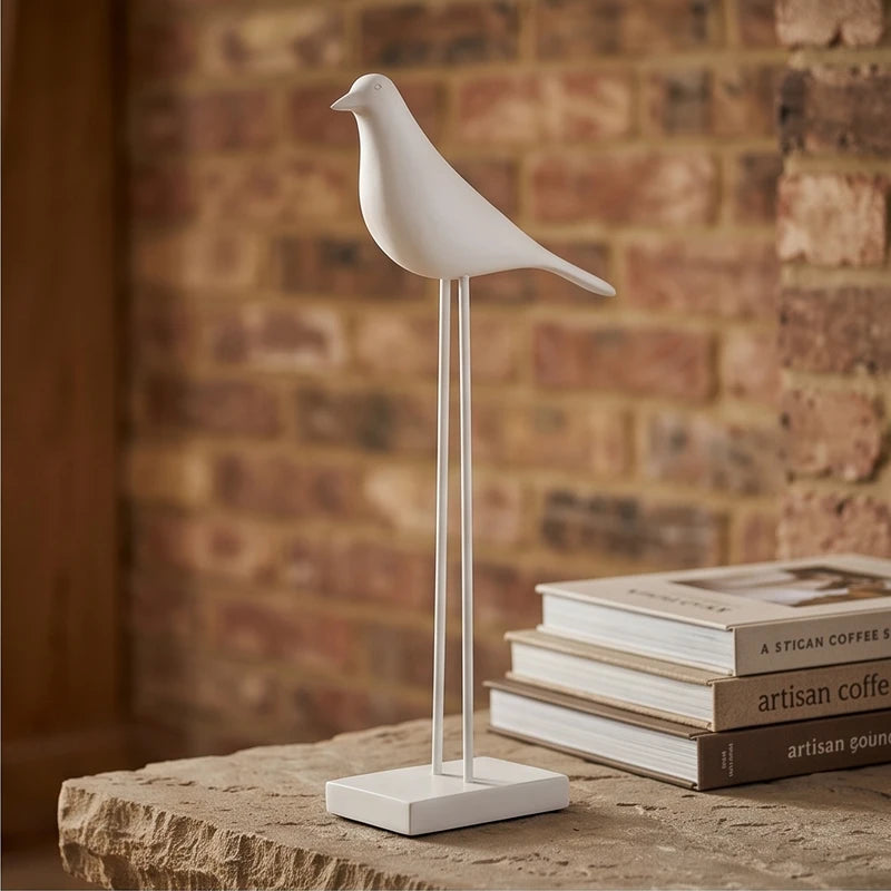 White (Tall) Corvina Resin Bird Sculptures lifestyle photo - 2