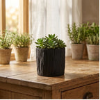 Black 7CM tall Green Plant Small Flower POTS, Mini Flower POTS Imitating Tree Bark, Exquisite Household Flower POTS lifestyle photo