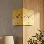 Yellow Double-Sided Corner Wall Clock lifestyle photo - 2