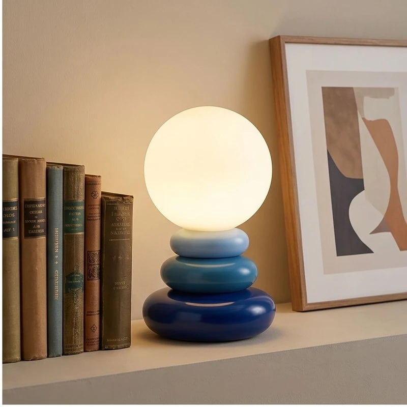 Blue Peren Nordic Stacked Stone Bedside Lamp – Elegant Dimmable LED Lighting lifestyle photo - 2