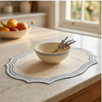 Blue Vintage Embroidered Fabric Placemat Imitation Cotton Linen Decorative Table Mat Napkins Washable French Lace Table Place Mat lifestyle photo - 2