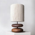 Kinwood Walnut Table Lamp with Ribbed Rope Shade
