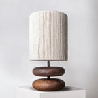 Kinwood Walnut Table Lamp with Ribbed Rope Shade