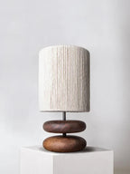 Kinwood Walnut Table Lamp with Ribbed Rope Shade