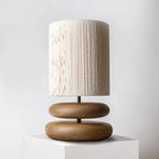 Kinwood Walnut Table Lamp with Ribbed Rope Shade