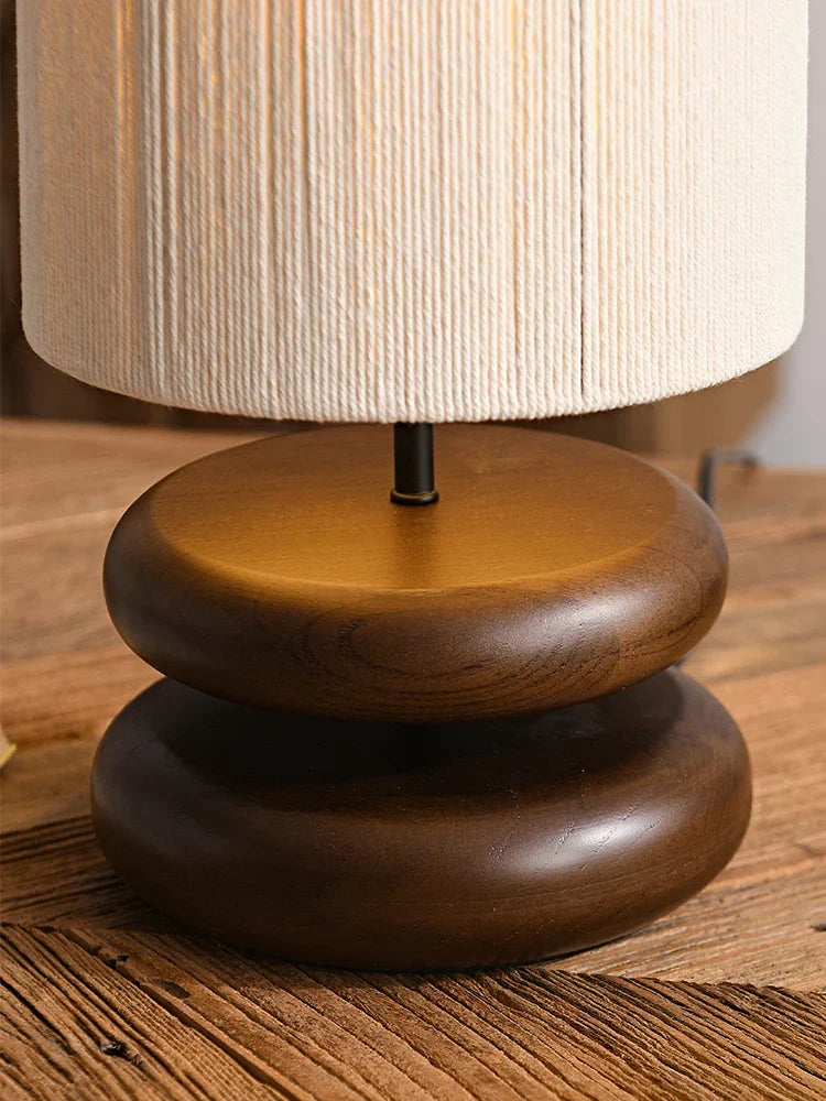 Kinwood Walnut Table Lamp with Ribbed Rope Shade