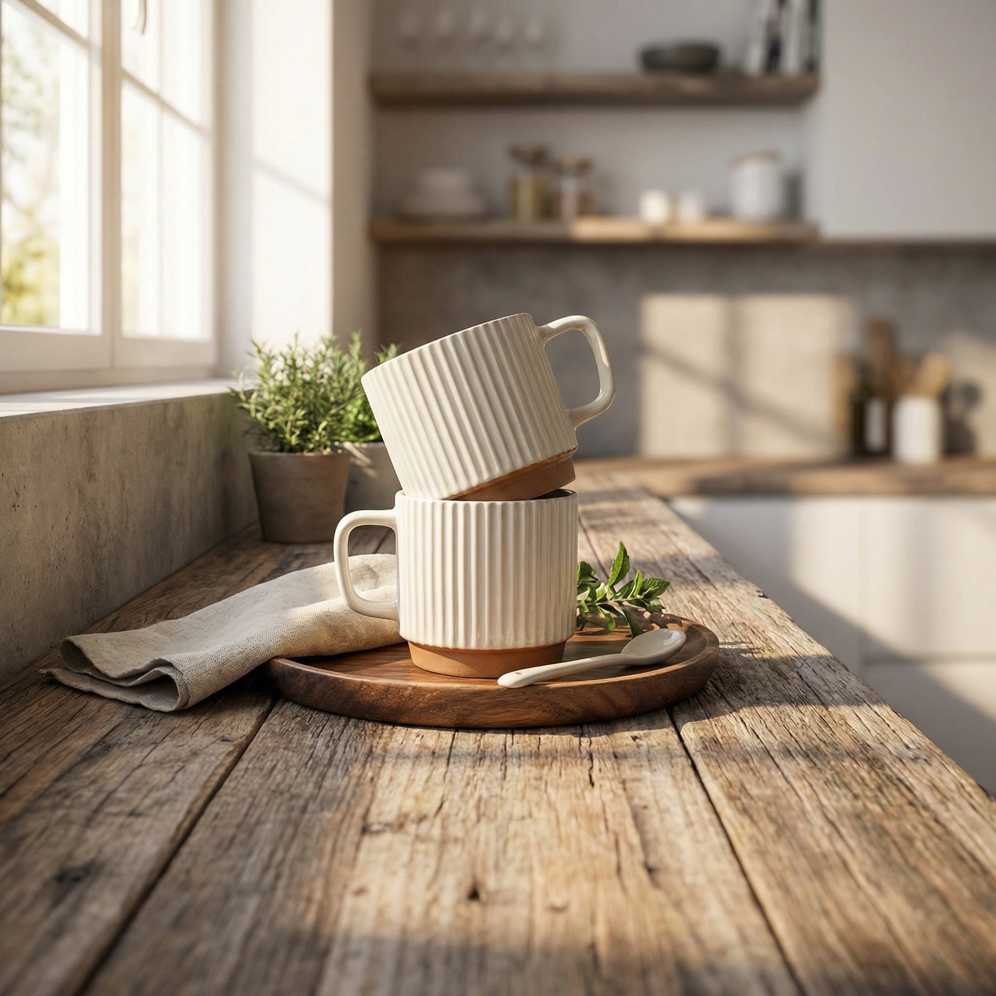 Luna Ribbed Ceramic Mug