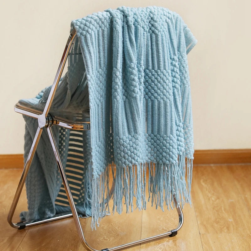 Orlan Knitted Throw Blanket with Tassels