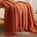 Orlan Knitted Throw Blanket with Tassels