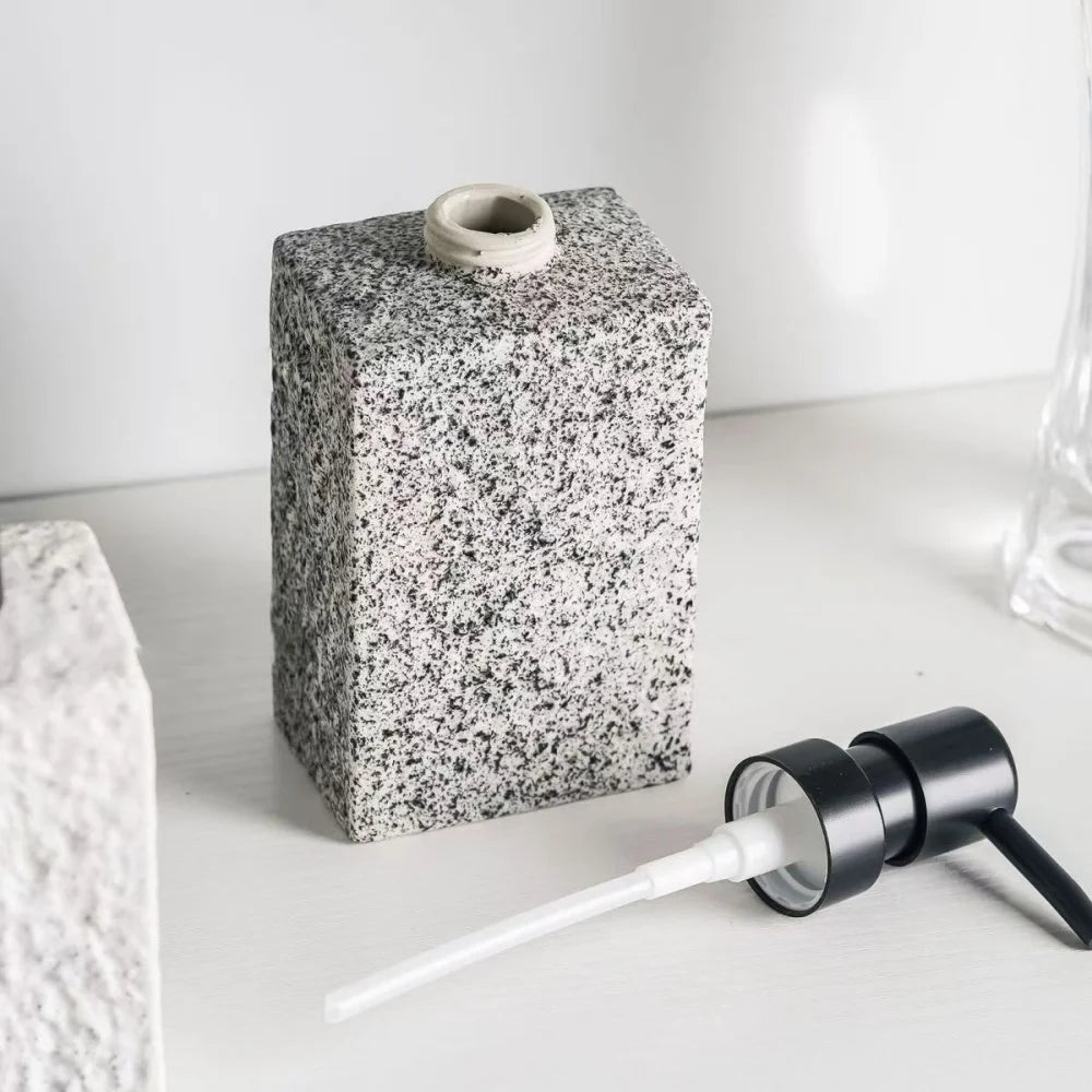 Riverstone Ceramic Soap Dispenser with Stone Texture