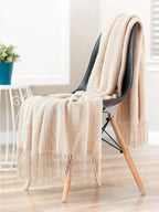 Orlan Knitted Throw Blanket with Tassels