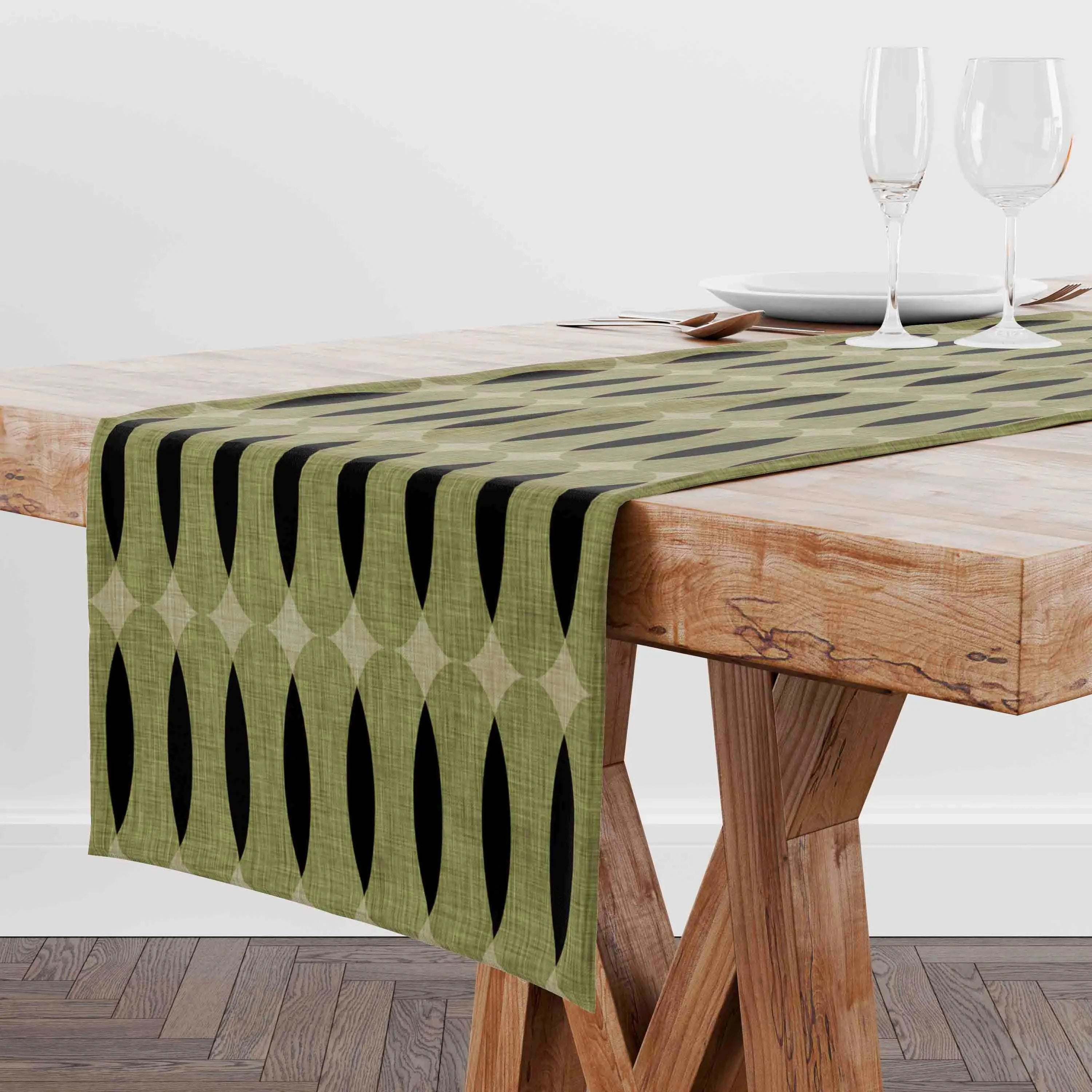 Caspian Geometric Linen Table Runner