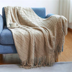 Orlan Knitted Throw Blanket with Tassels