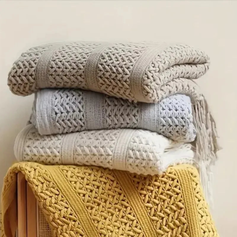 Birchley Knit Throw Blanket with Tassels