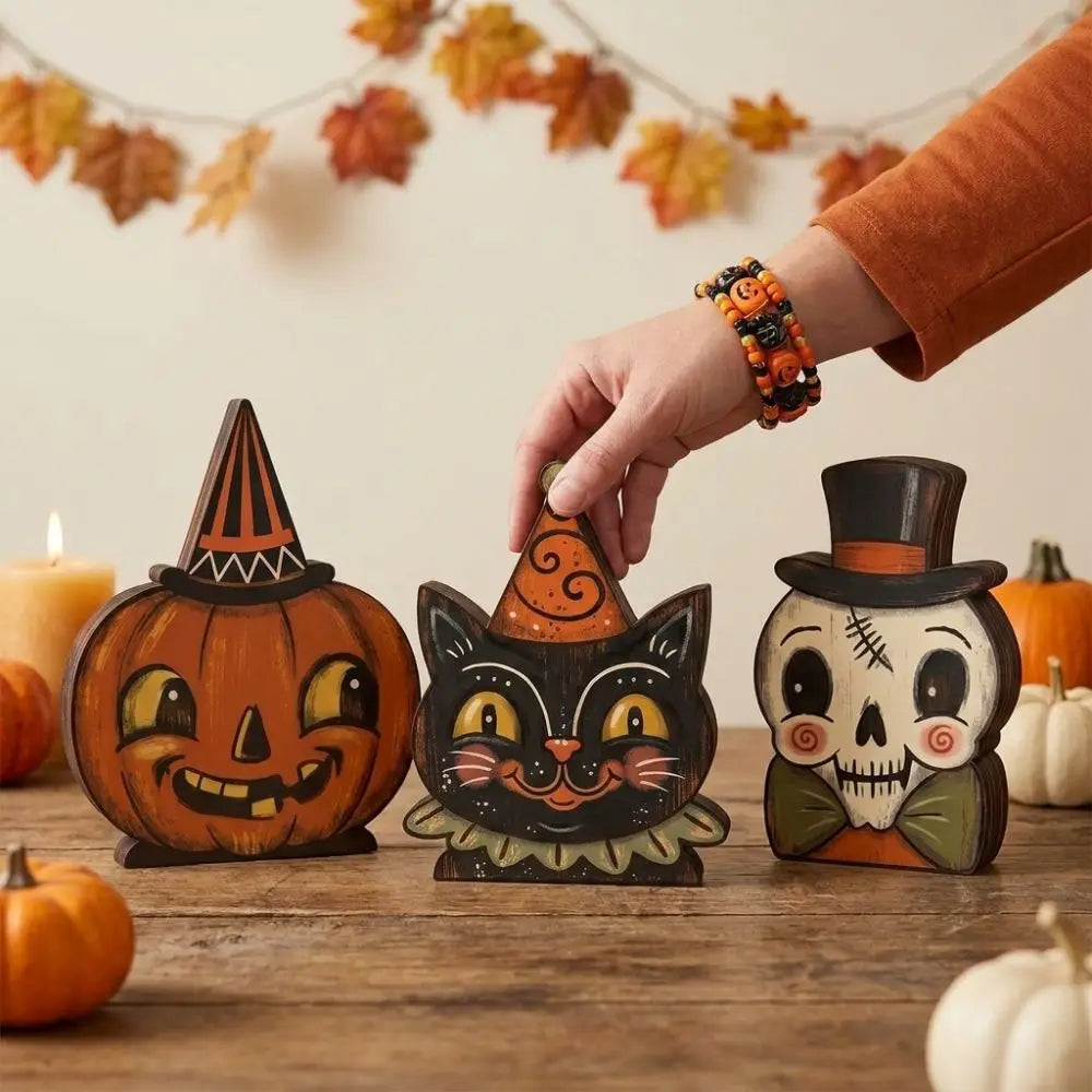 Harvest Halloween Wood Tabletop Signs (Set of 5)