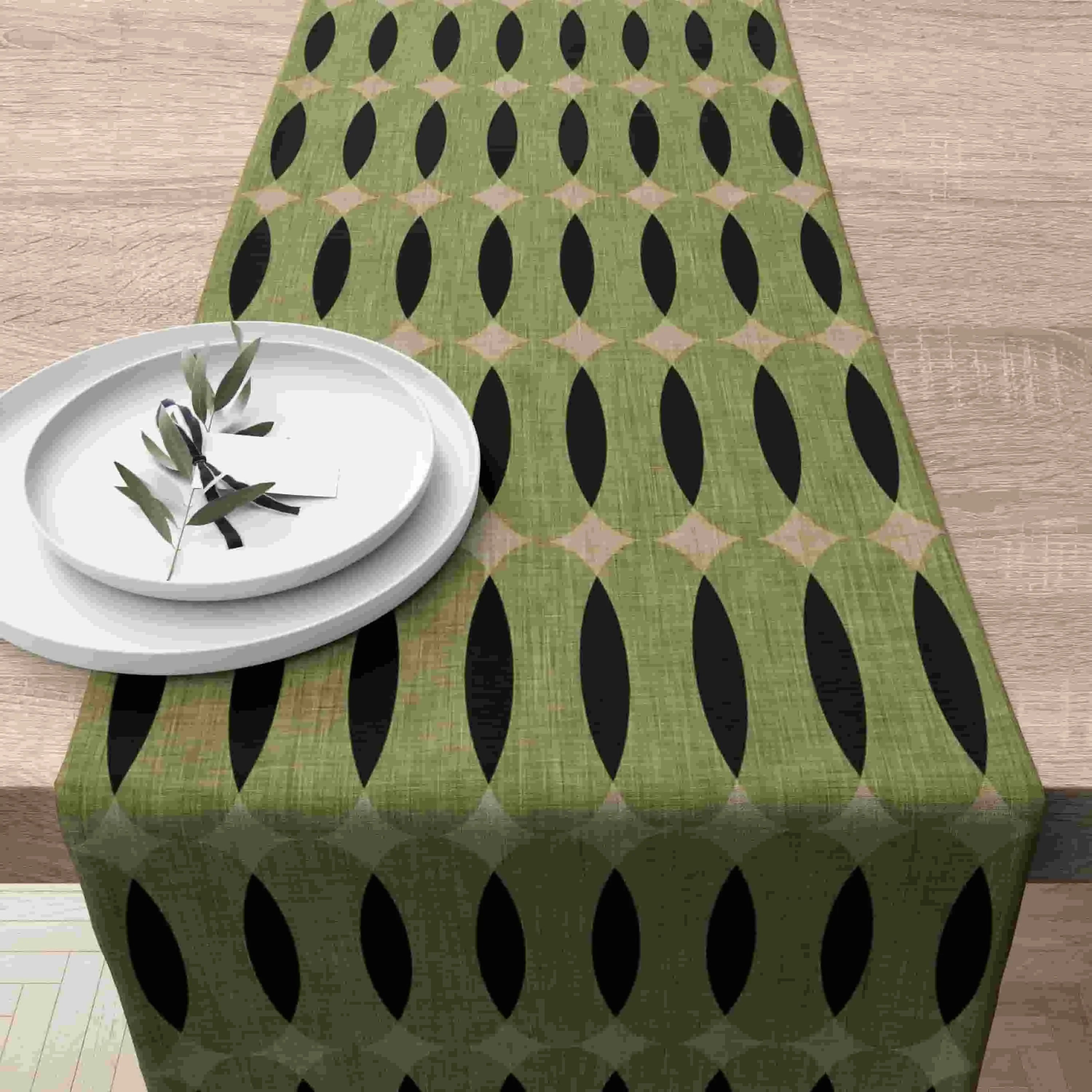 Caspian Geometric Linen Table Runner