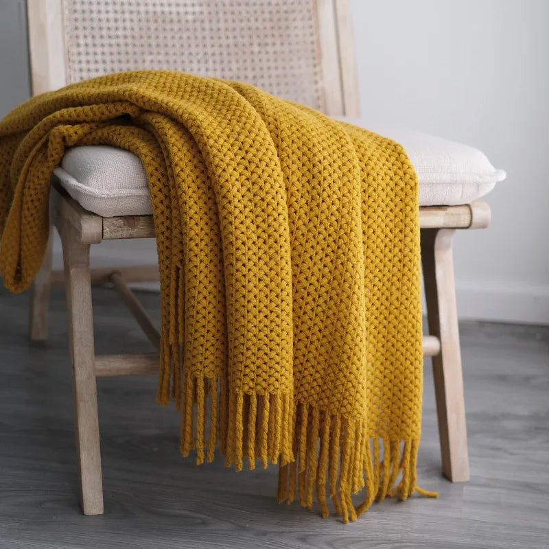 Ashlar Knitted Throw Blanket with Tassels (Copy) remove all but CL