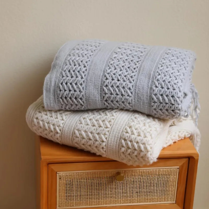 Birchley Knit Throw Blanket with Tassels