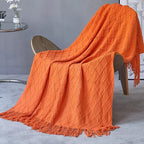 Orlan Knitted Throw Blanket with Tassels