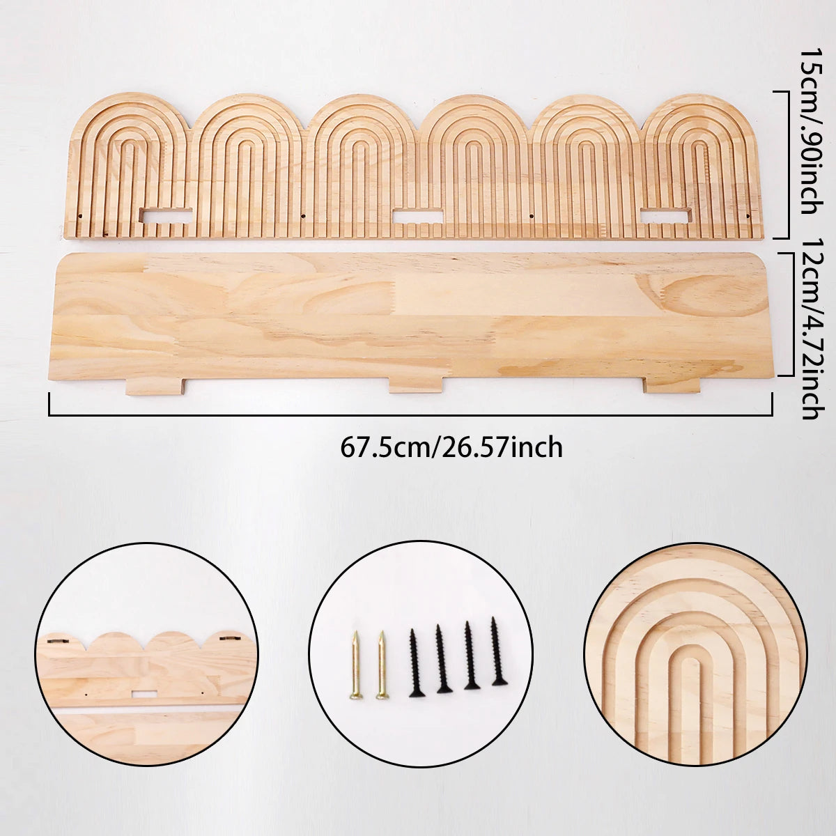 Arched Wooden Wall-Mounted Display Shelf