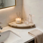 Travertine Stone Corner Vanity Tray
