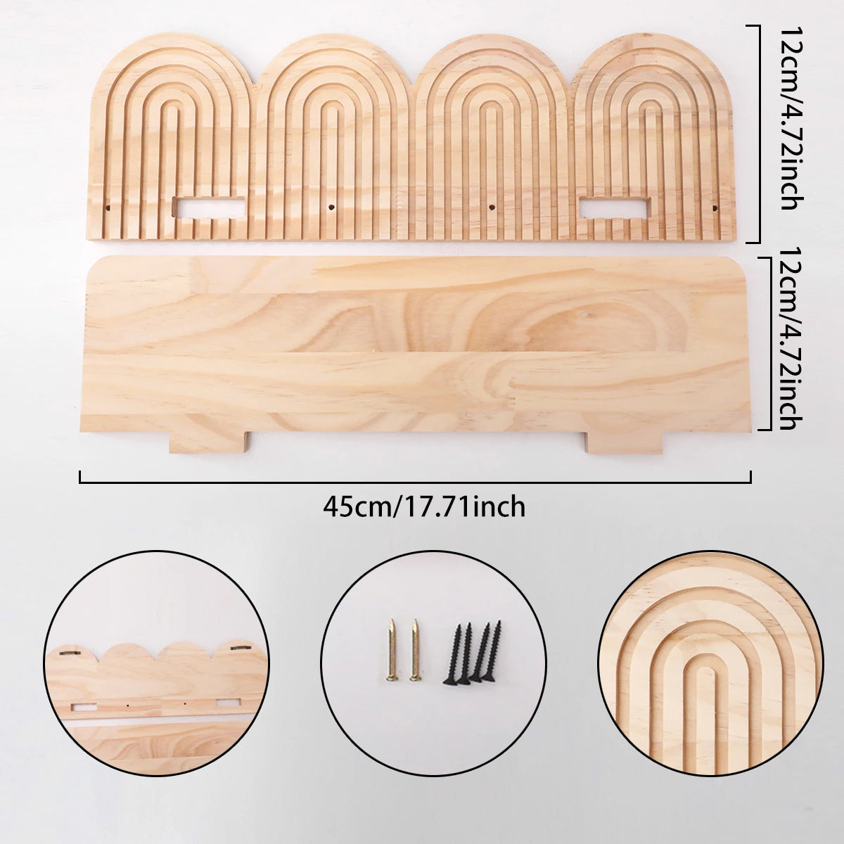 Arched Wooden Wall-Mounted Display Shelf