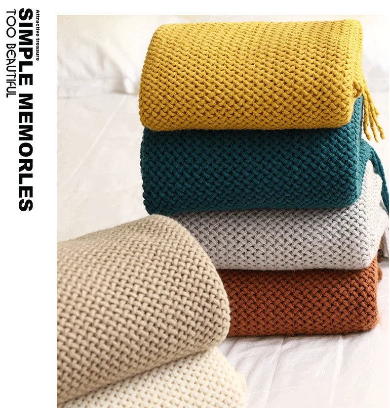 Ashlar Knitted Throw Blanket with Tassels (Copy) remove all but CL