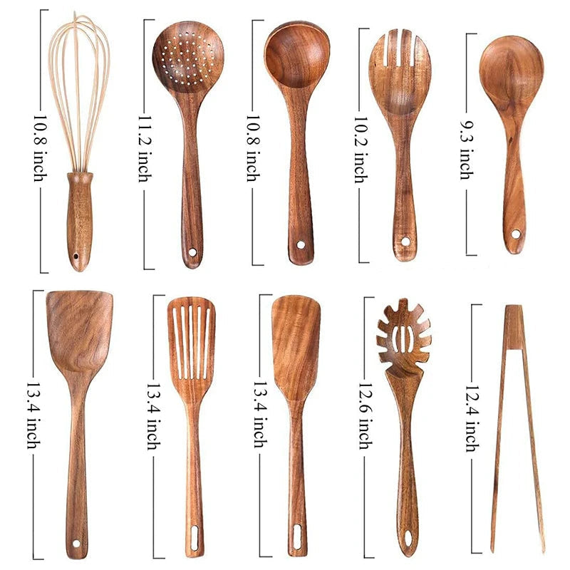 Thornwood Natural Teak Wooden Cooking Utensil Set