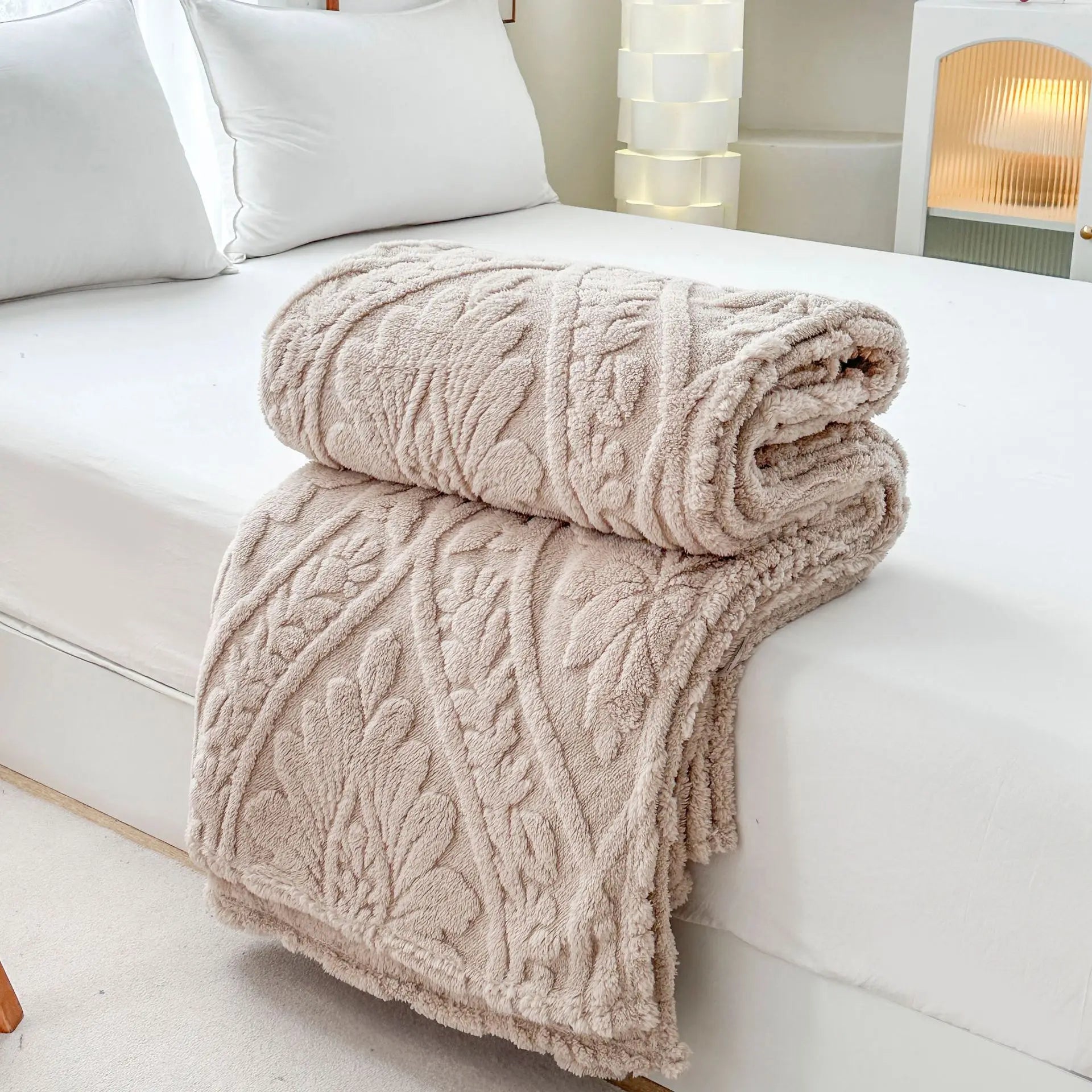 Cascade Plush Floral Textured Throw Blanket