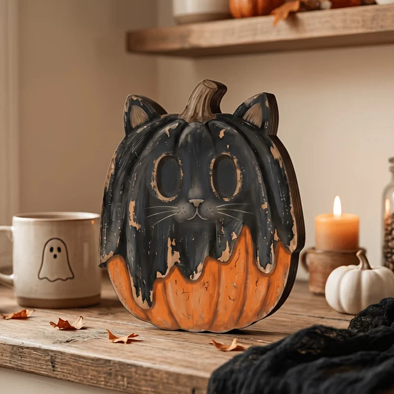 Painted Wood Halloween Tabletop Signs (Set of 6)