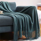 Orlan Knitted Throw Blanket with Tassels