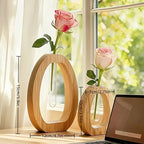Vidal Oval Wood Hydroponic Vase 2-Piece Set