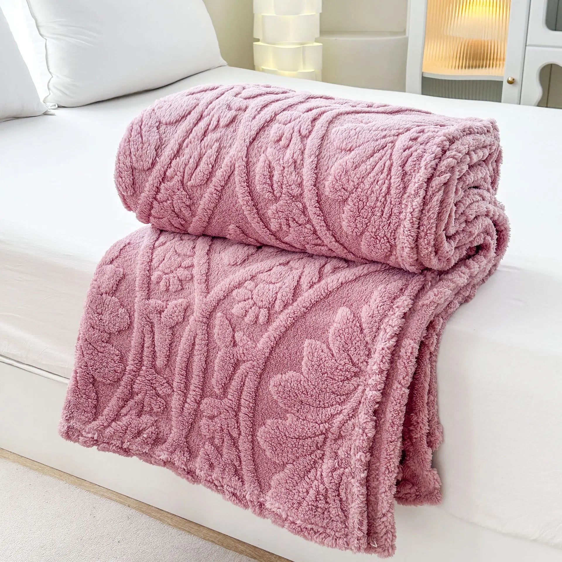 Cascade Plush Floral Textured Throw Blanket