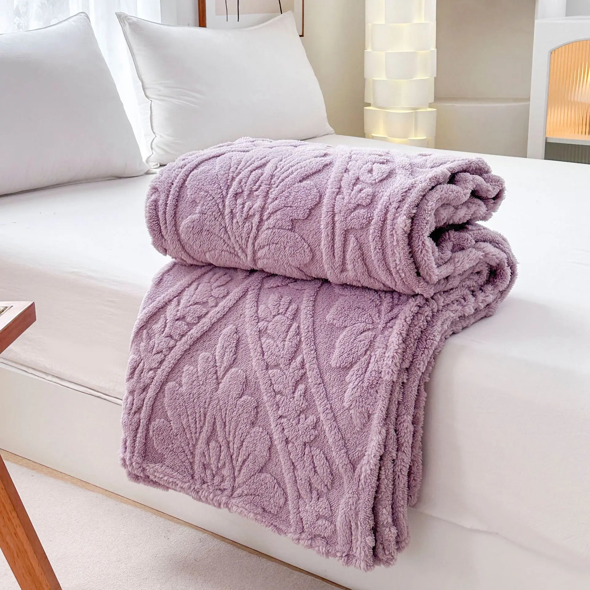 Cascade Plush Floral Textured Throw Blanket