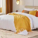 Orlan Knitted Throw Blanket with Tassels