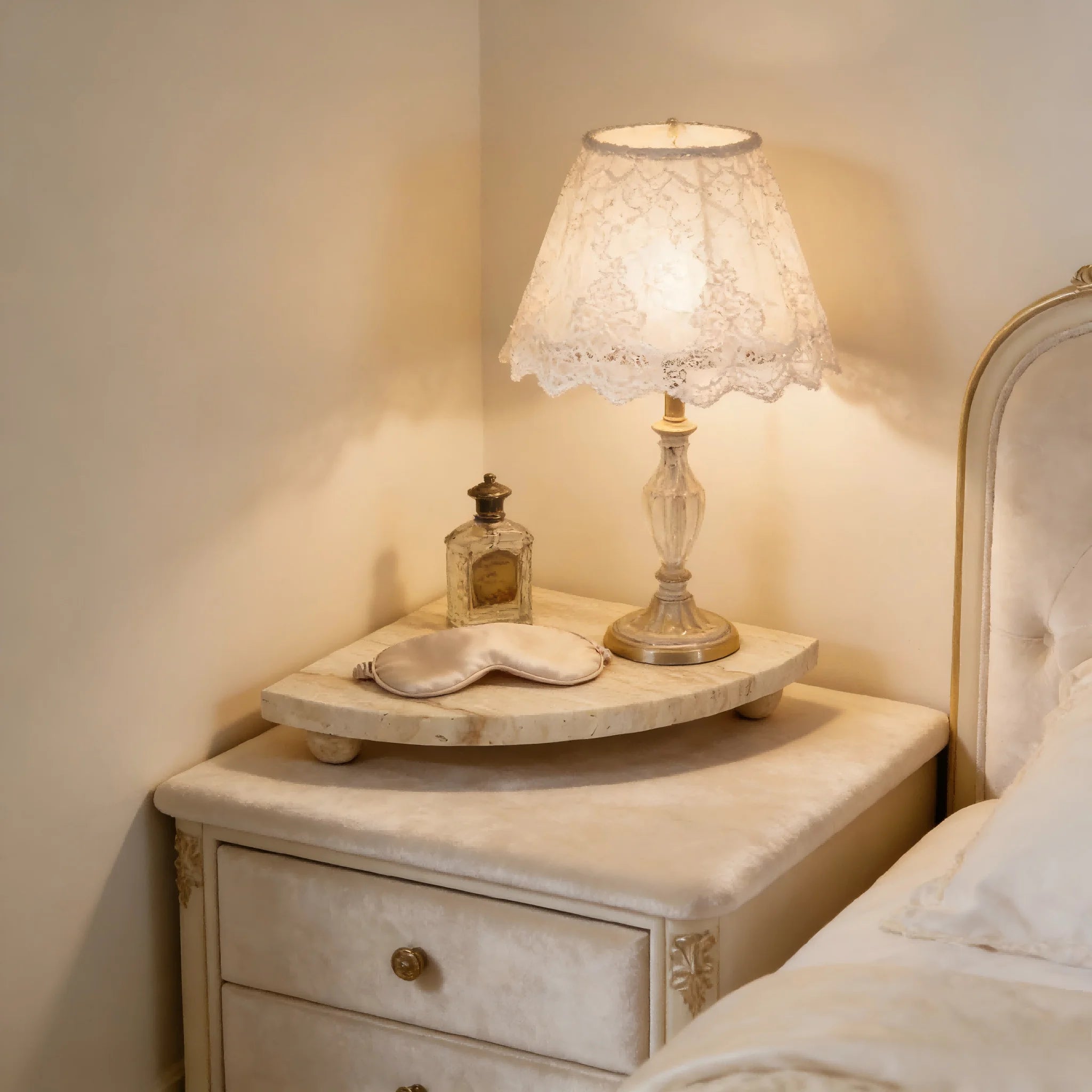 Travertine Stone Corner Vanity Tray
