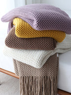 Ashlar Knitted Throw Blanket with Tassels (Copy) remove all but CL