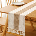 Brynn Burlap Striped Table Runner with Tassels