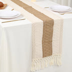 Brynn Burlap Striped Table Runner with Tassels