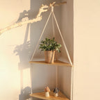 Briar Boho Macrame Triangle Floating Wall Shelf