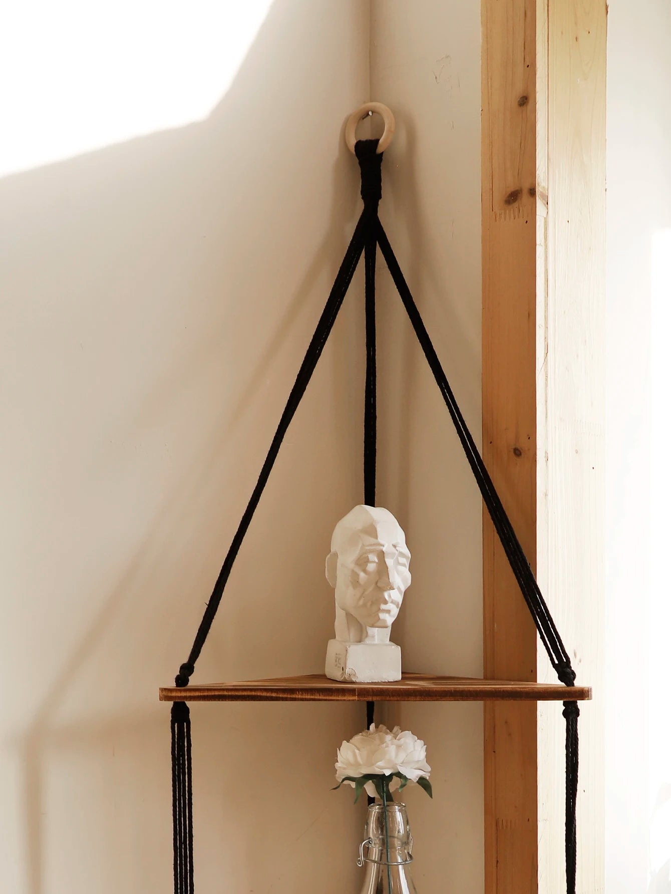 Briar Boho Macrame Triangle Floating Wall Shelf